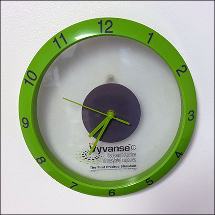 Vyvanse Stimulant Wall Clock Experiential Display – Fixtures Close Up
