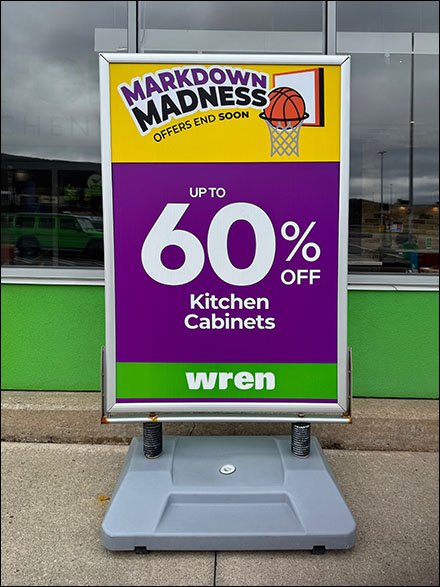 Markdown Madness Kitchen Cabinets Sidewalk Sign